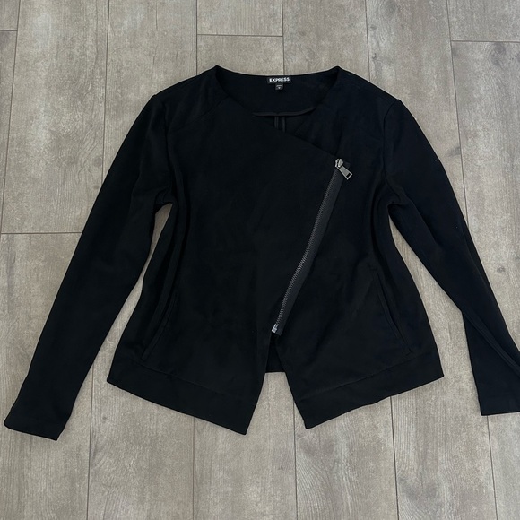 Express Faux Suede Moto Motorcycle Zip Blazer Women’s size Large - Picture 8 of 11